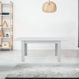 tavolo allungabile tony colore bianco 140x90x78 cm., tavolo rettangolare ampio per cucina o soggiorno
