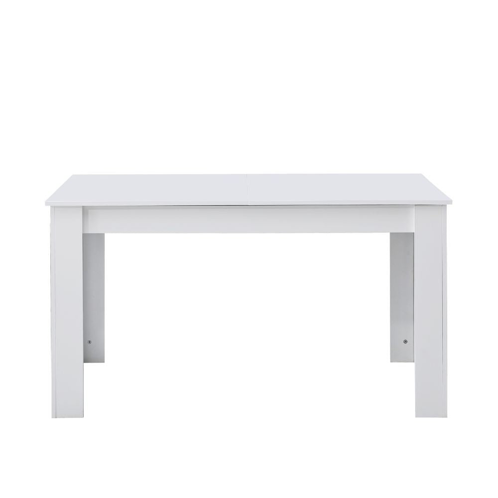 tavolo allungabile tony colore bianco 140x90x78 cm., dettaglio della superficie allungata e gambe robuste