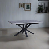 tavolo rettangolare allungabile rob con piano cemento e gambe in metallo nero, tavolo rettangolare ampio per cucina o soggiorno