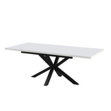 tavolo rettangolare allungabile rob con piano bianco e gambe in metallo nero, ideale per ospitare numerosi commensali