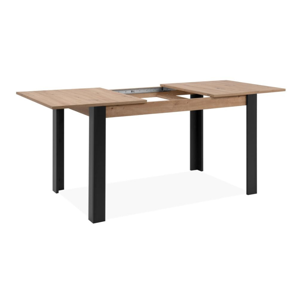 tavolo allungabile tolosa 80b colore rovere e gambe nere 150x75x80 cm., struttura stabile e durevole nel tempo