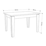 tavolo allungabile megaron retro grey 120x80 cm., dettaglio della superficie allungata e gambe robuste