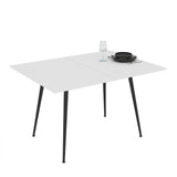 tavolo girevole allungabile lilis con piano colore bianco frassinato e gambe in metallo nere, design pratico per cene e riunioni