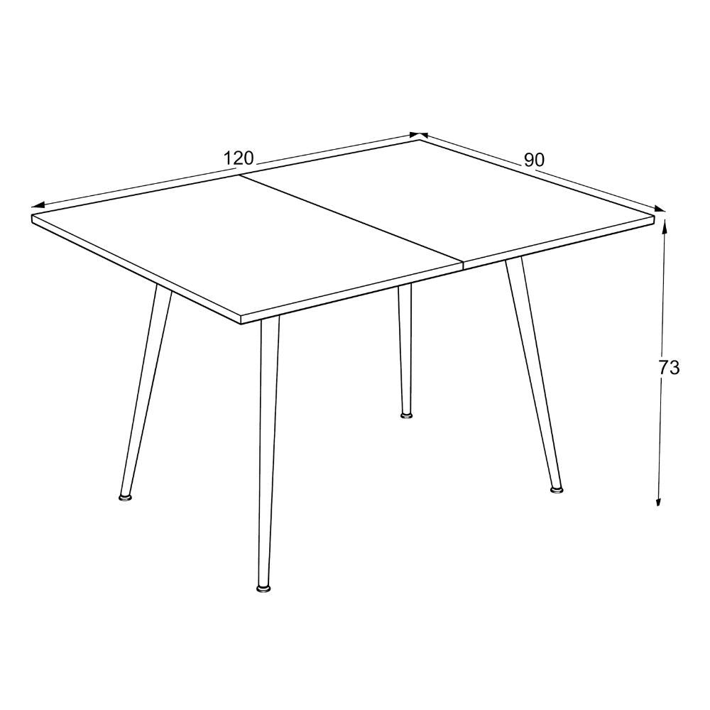 tavolo girevole allungabile lilis con piano colore bianco frassinato e gambe in metallo nere, perfetto per grandi famiglie o cene festive