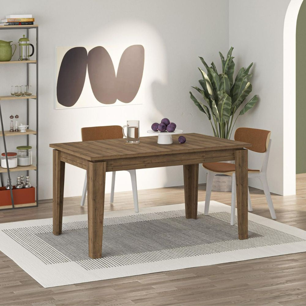 tavolo allungabile megaron colore hitit noce 120x80 cm., tavolo rettangolare ampio per cucina o soggiorno