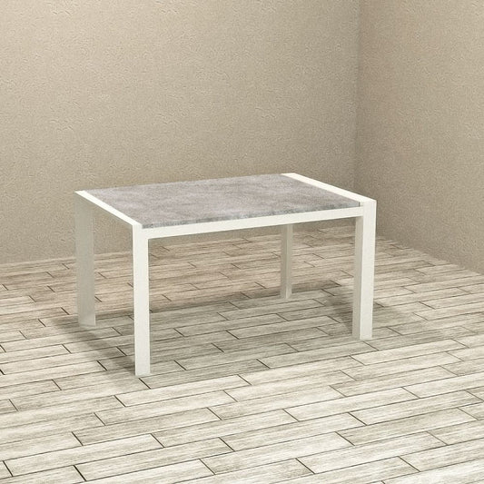 tavolo rettangolare allungabile golia 130x80 struttura bianco e piano cemento, tavolo rettangolare ampio per cucina o soggiorno