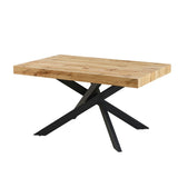 tavolo belinda allungabile piano colore rovere e struttura colore nero, vista ambientata in spazi open space moderni