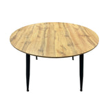 tavolo cordelia allungabile colore piano rovere gambe colore nero, tavolo rotondo ideale per conversazioni conviviali