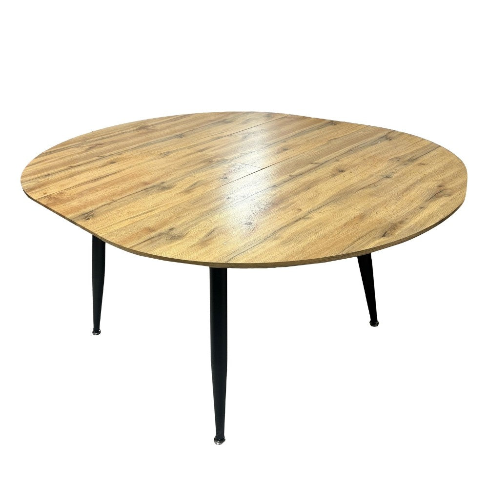 tavolo cordelia allungabile colore piano rovere gambe colore nero, vista ambientata in sala da pranzo elegante