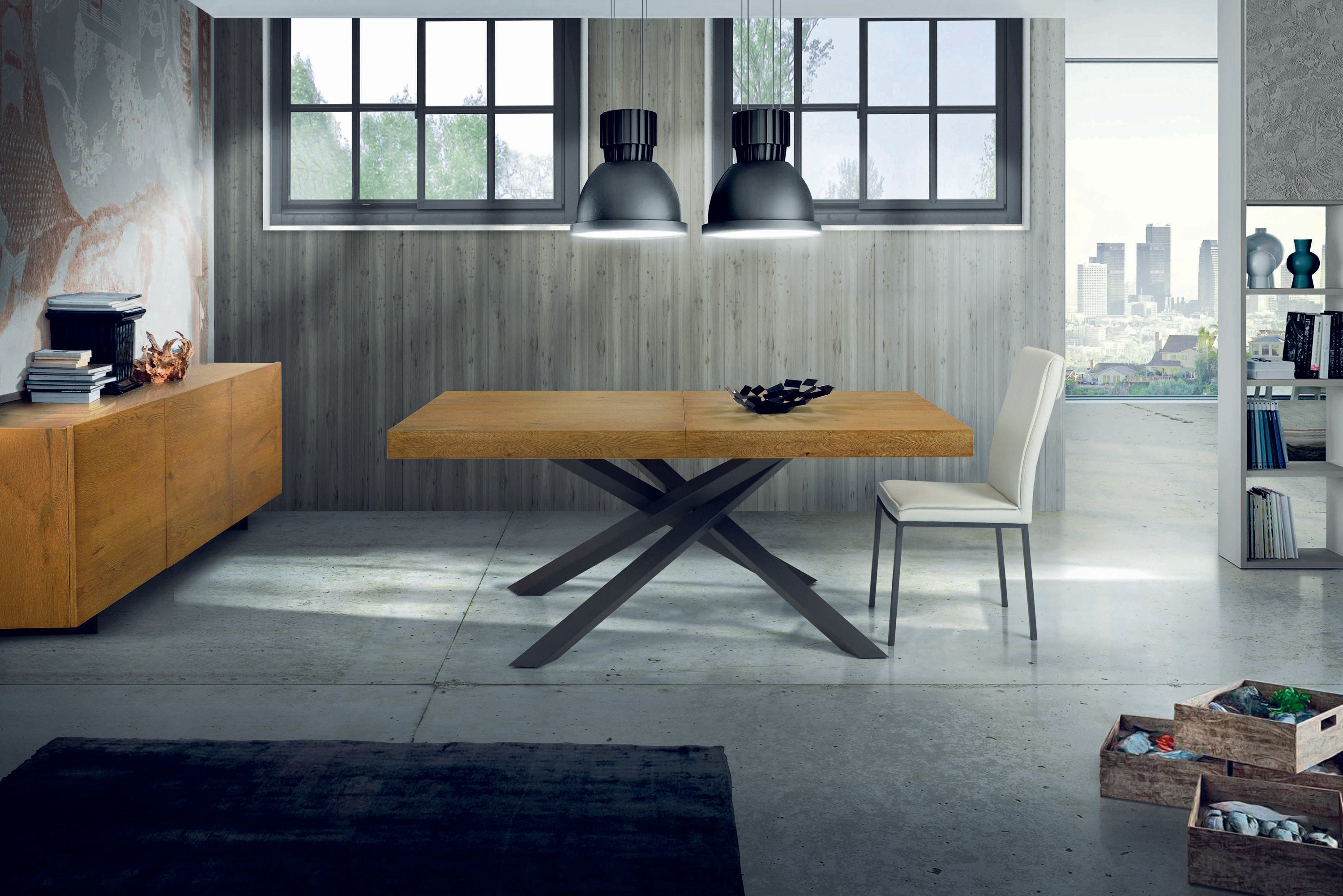 tavolo argentario impiallacciato rovere nodato allungabile 160×90 cm – 260×90 cm (grano), tavolo elegante adatto a sala da...