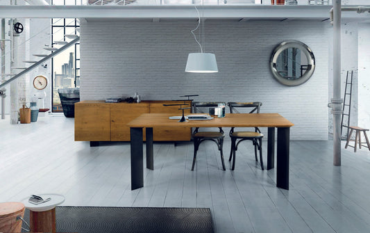 tavolo parioli massello rovere nodato sp. 4 250×100 cm (grano) con gambe tradizionali, tavolo elegante adatto a sala da...