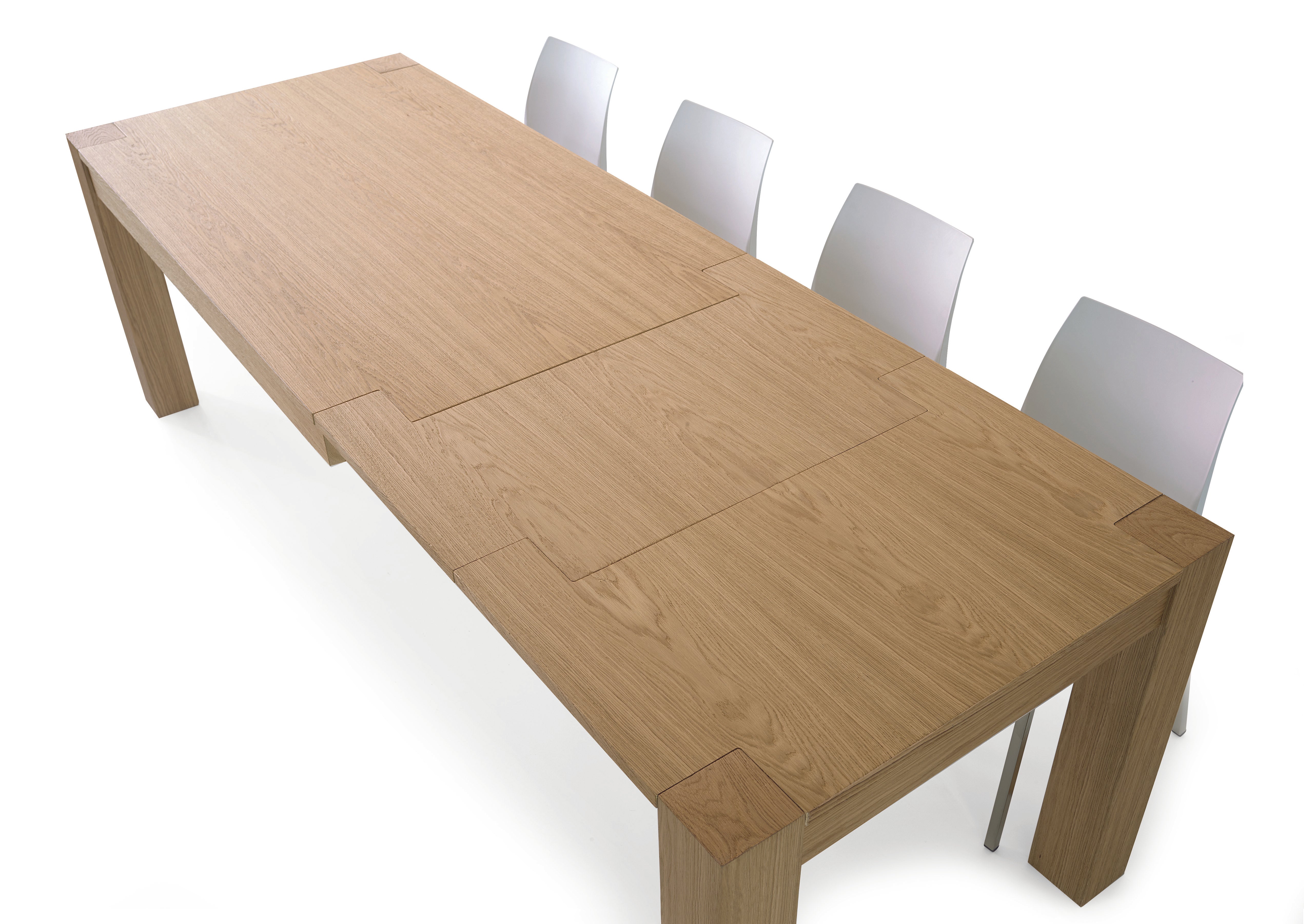 tavolo rovere naturale allungabile navigli 160×90 cm – 260×90 cm, vista ambientata con sedie abbinate