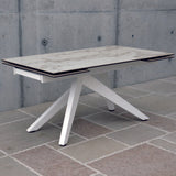 tavolo tribeca vetroceramica effetto marmo bianco allungabile 160×90 cm – 240×90 cm gambe a v, dettaglio della struttura in...