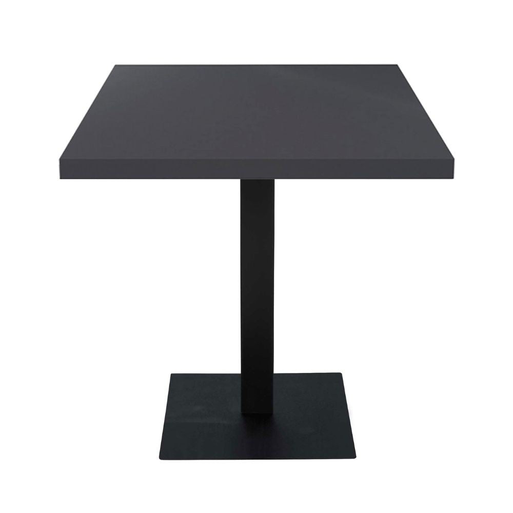 tavolo quadrato key 80x80 base nera e piano antracite, dettaglio della superficie e delle gambe robuste