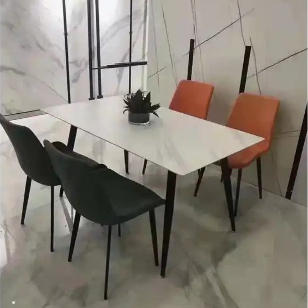 tavolo brot 120x70x75 cm con piano bianco lucido e gambe nere, tavolo rettangolare ampio per cucina o soggiorno