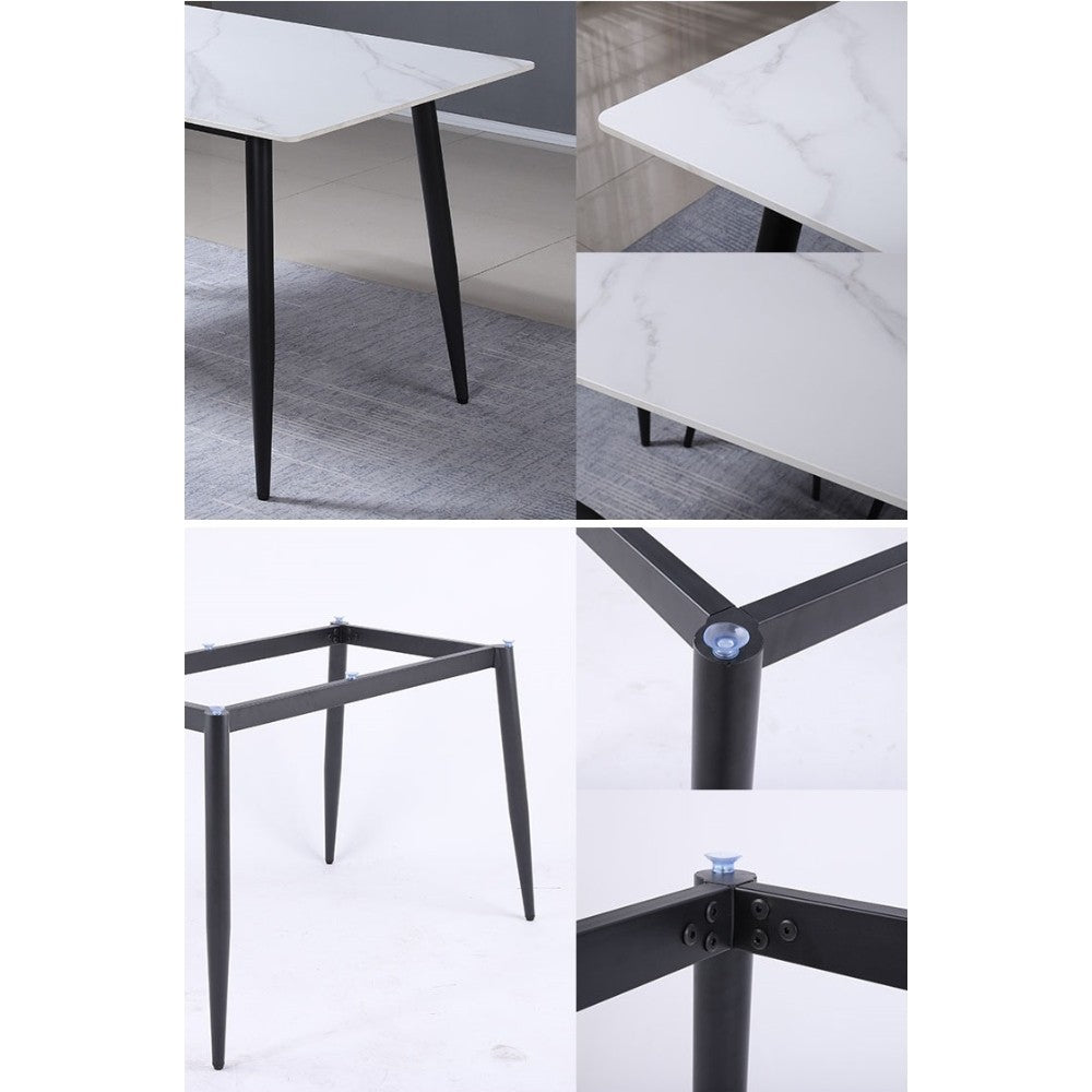 tavolo brot 120x70x75 cm con piano bianco lucido e gambe nere, linee eleganti per arredamenti contemporanei