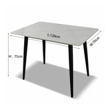 tavolo brot 120x70x75 cm con piano bianco lucido e gambe nere, design pratico per cene e riunioni