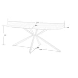 tavolo style fisso con piano in ceramica effetto marmo bianco lucido con gambe nere, design pratico per cene e riunioni