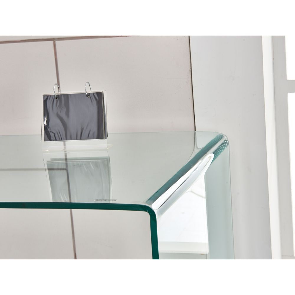 tavolo scrivania tamerice in vetro temperato 125x70x75 cm., linee eleganti per arredamenti contemporanei