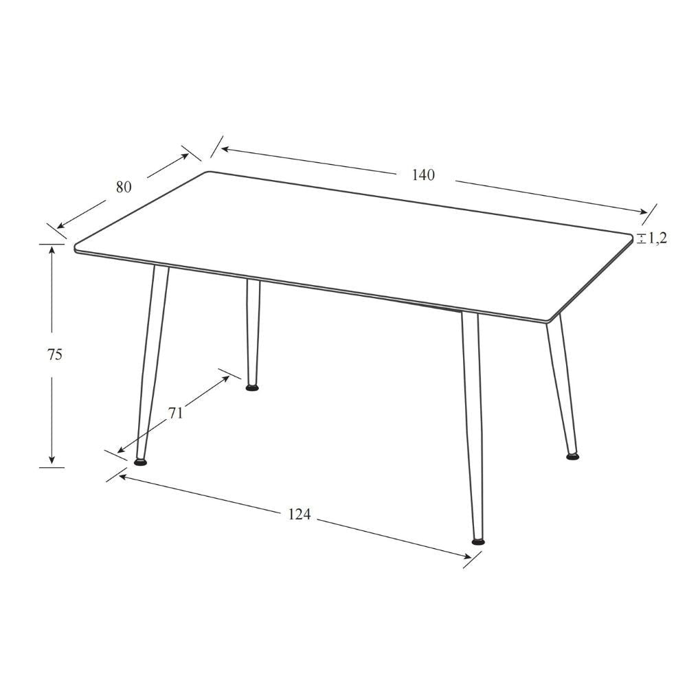 tavolo mila 140x80 con top in ceramica effetto marmo grigio opaco e gambe in metallo nero, vista ambientata in spazi open space moderni
