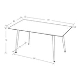 tavolo mila 140x80 con top in ceramica effetto marmo grigio opaco e gambe in metallo nero, vista ambientata in spazi open space moderni