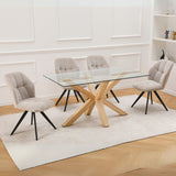 tavolo in vetro temperato beia con gambe in legno, tavolo rettangolare ampio per cucina o soggiorno