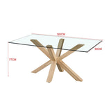 tavolo in vetro temperato beia con gambe in legno, ideale per ospitare numerosi commensali