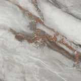 tavolo fisso linus con piano in ceramica effetto marmo grigio lucido e gambe in metallo nero, vista ambientata in spazi open space moderni