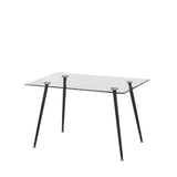 tavolo setfull in cristallo temperato 120x80x85h, dettaglio della superficie allungata e gambe robuste