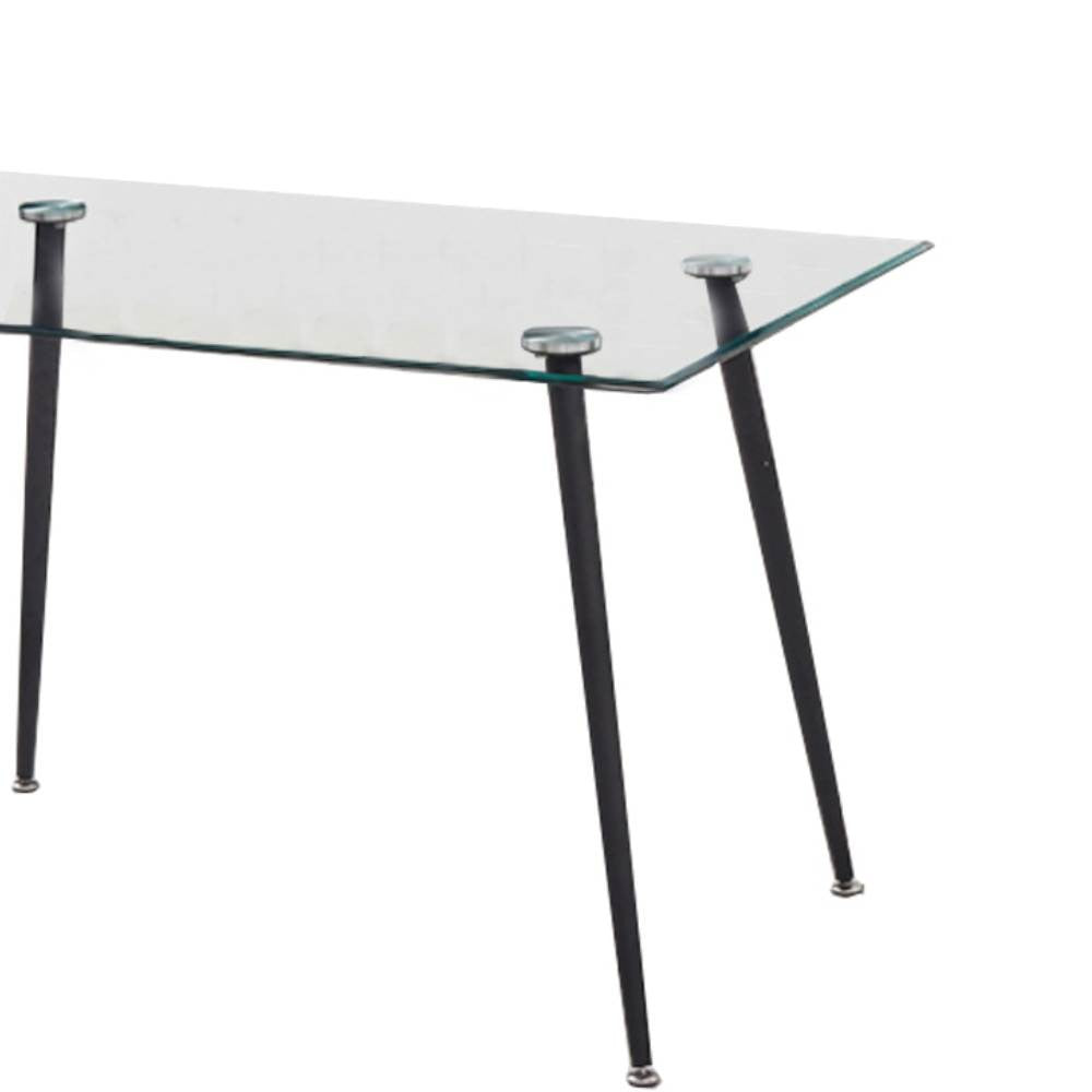 tavolo setfull in cristallo temperato 120x80x85h, vista ambientata in spazi open space moderni