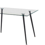 tavolo setfull in cristallo temperato 120x80x85h, vista ambientata in spazi open space moderni