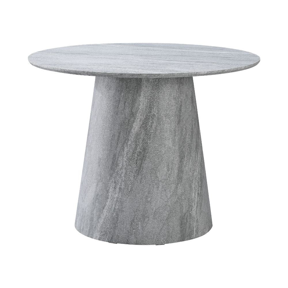 tavolo tondo ben100 colore cemento 100x100x75.5 cm., dettaglio del piano circolare e supporto centrale