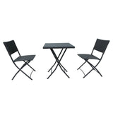 set wrb015 tavolo e sedie pieghevoli rattan nero, tavolo per esterno resistente alle intemperie