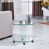 tavolino rotondo salice in vetro temperato 54x45x50 cm, dettaglio della superficie e gambe di design