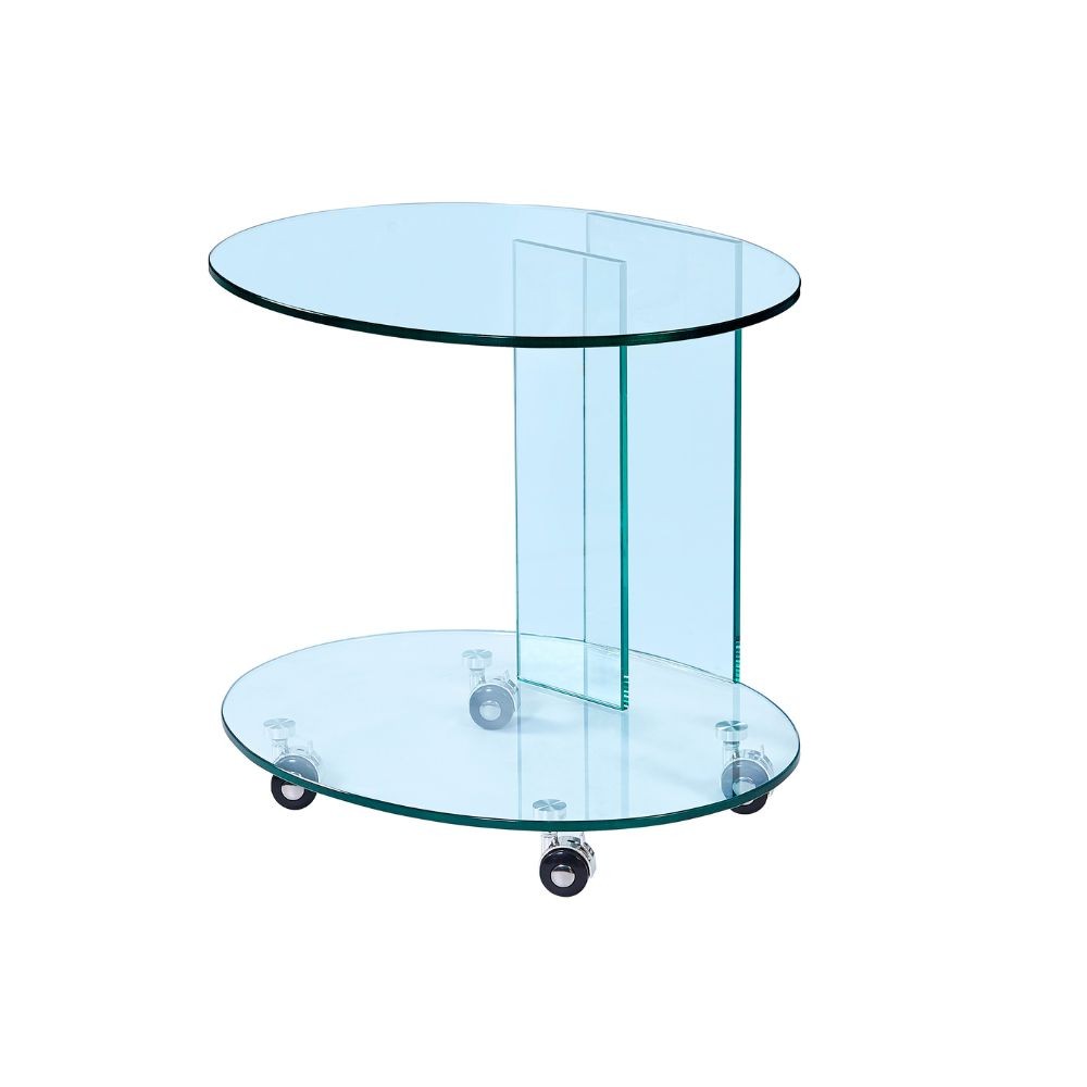 tavolino rotondo salice in vetro temperato 54x45x50 cm, ambientato con divani moderni o classici
