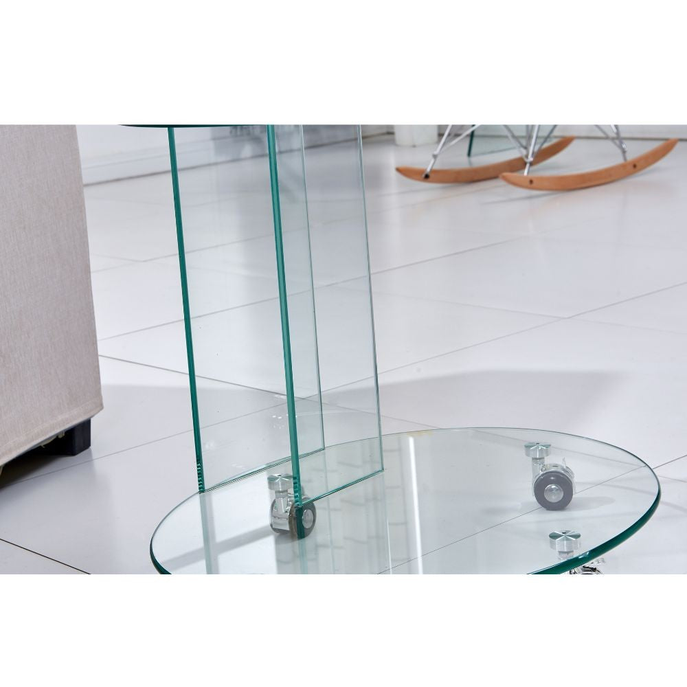 tavolino rotondo salice in vetro temperato 54x45x50 cm, ideale per appoggiare decorazioni o accessori