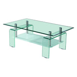 tavolino crystal in vetro temperato 100x60x39 cm., dettaglio della superficie e gambe di design