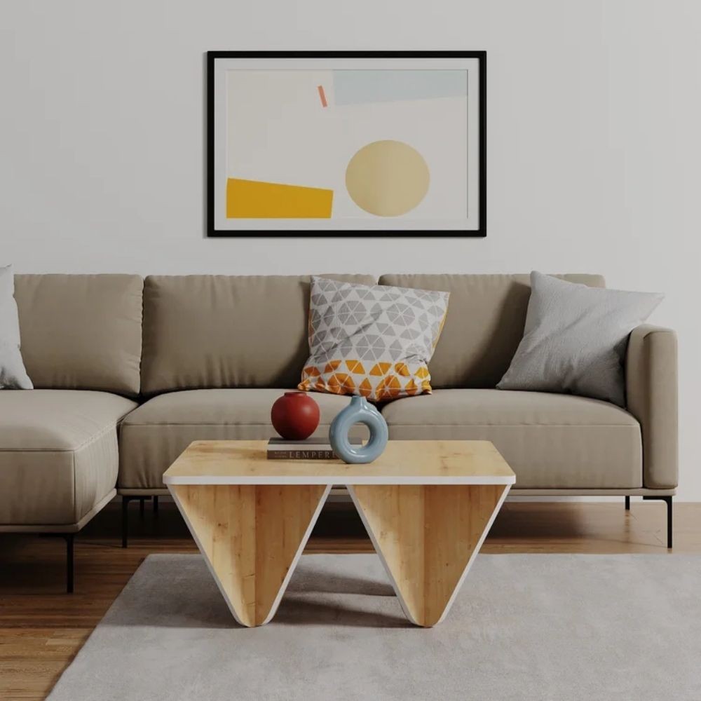 tavolino da salotto diamond quadrato rovere, dettaglio della superficie e gambe di design