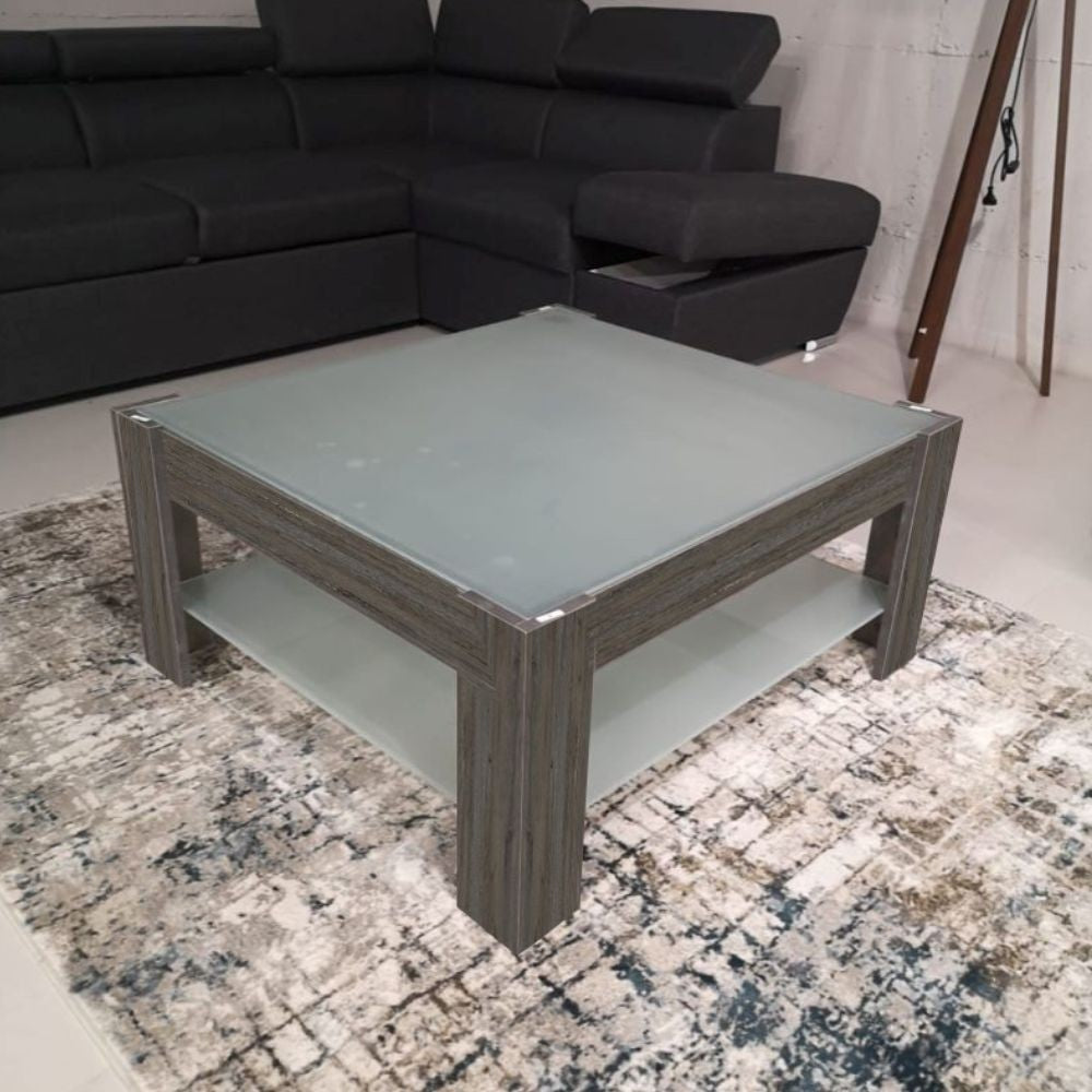 tavolino da salotto dark coffee con doppio ripiano in vetro homy, tavolino da salotto elegante e pratico