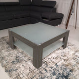 tavolino da salotto dark coffee con doppio ripiano in vetro homy, tavolino da salotto elegante e pratico