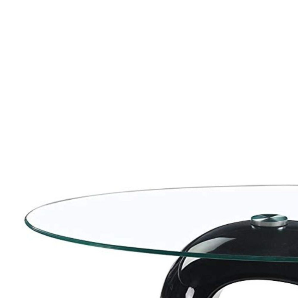 tavolino miranda con piano in vetro e struttura nero lucido, ideale per appoggiare decorazioni o accessori