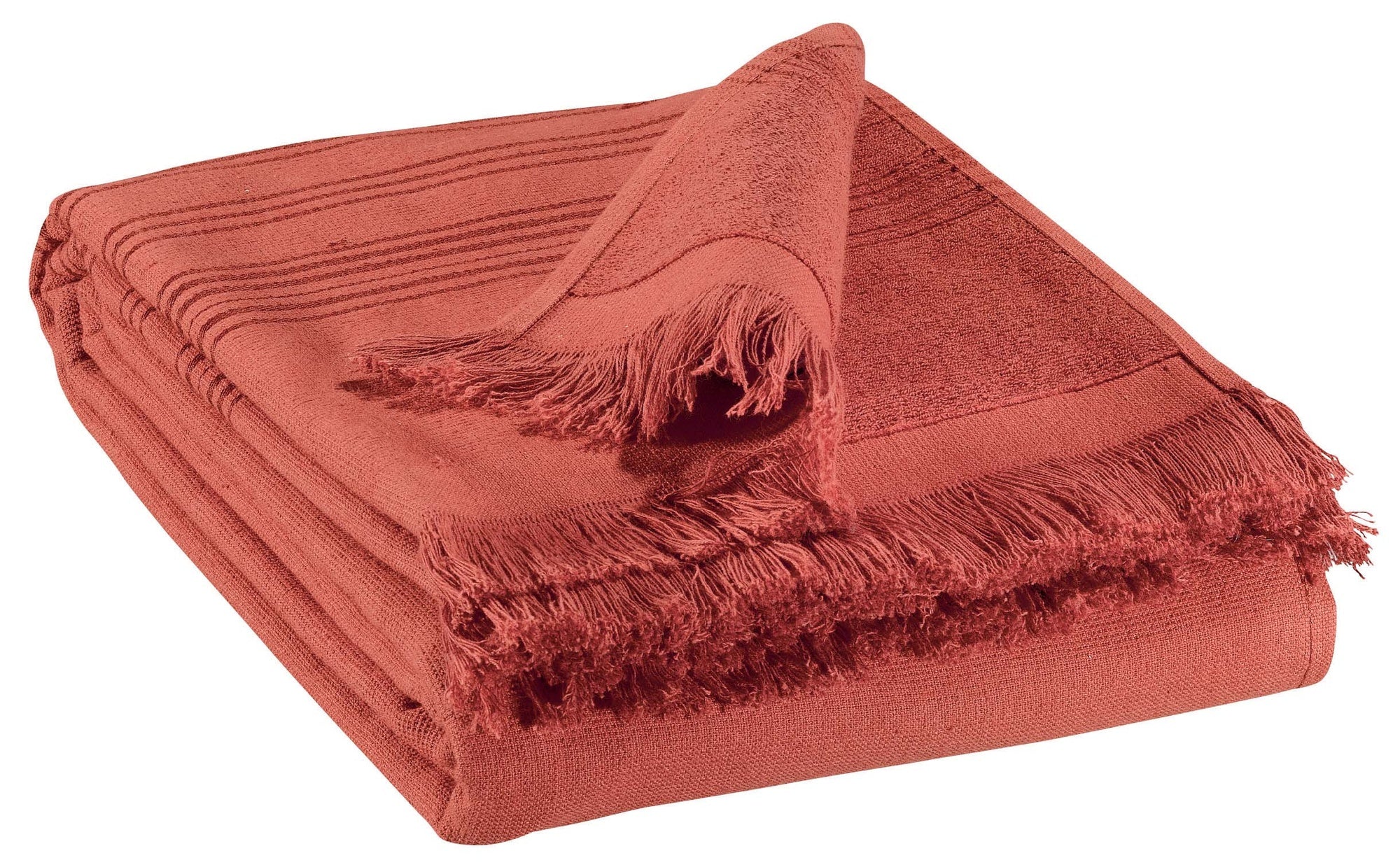 telo hammam cancun tomette, colore tomette, taglia 90 x 180. telo hammam elegante piegato con cura su sfondo neutro