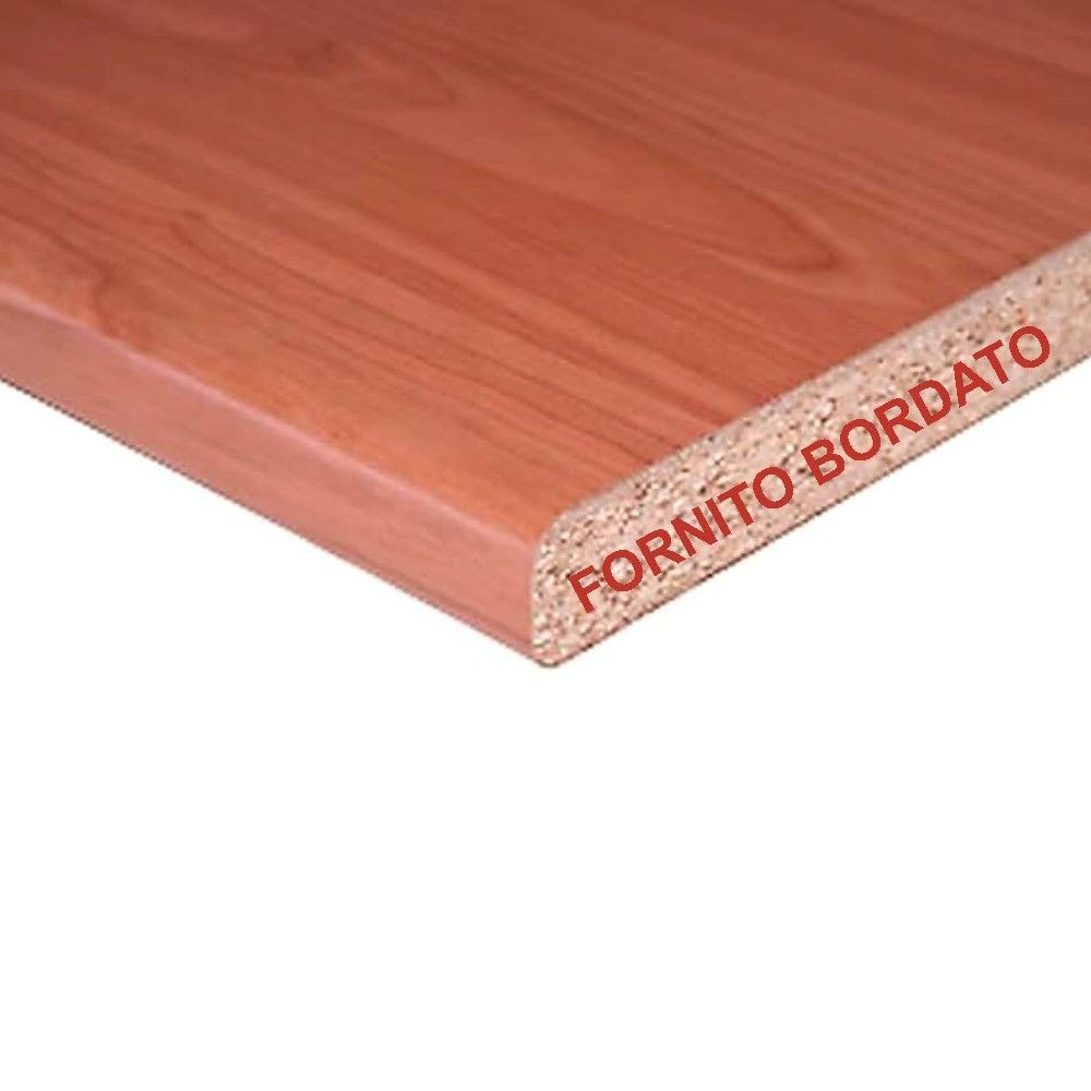 top bordato per cucina non forato colore ciliegio 195x60x3.8 cm, dettaglio della superficie in legno, laminato o pietra