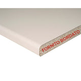 top bordato per cucina forato verso destro in avorio 180x60x3.8 cm, dettaglio della superficie in legno, laminato o pietra
