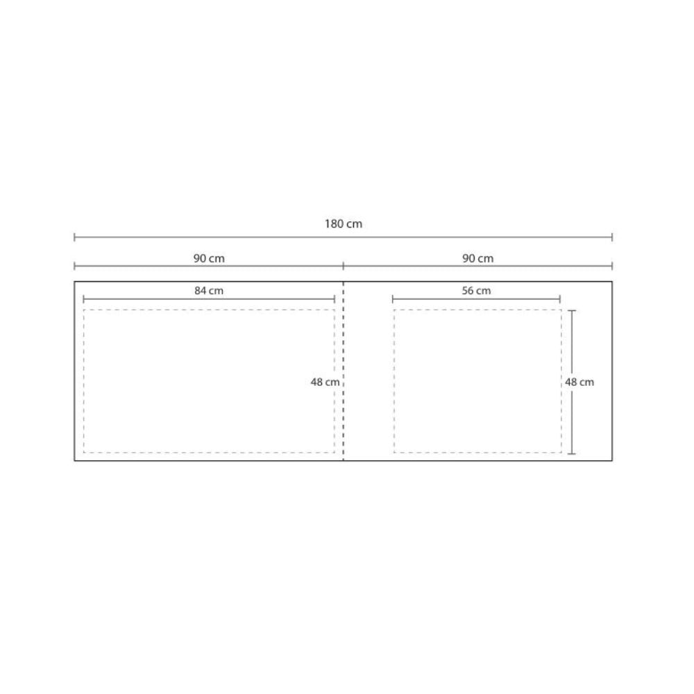 top bordato per cucina forato verso destro in avorio 180x60x3.8 cm, vista ambientata in cucina moderna o classica
