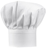 toque chef bianco, colore bianco, taglia 27 x 33. toque da chef su sfondo bianco, dettaglio tessuto e cuciture