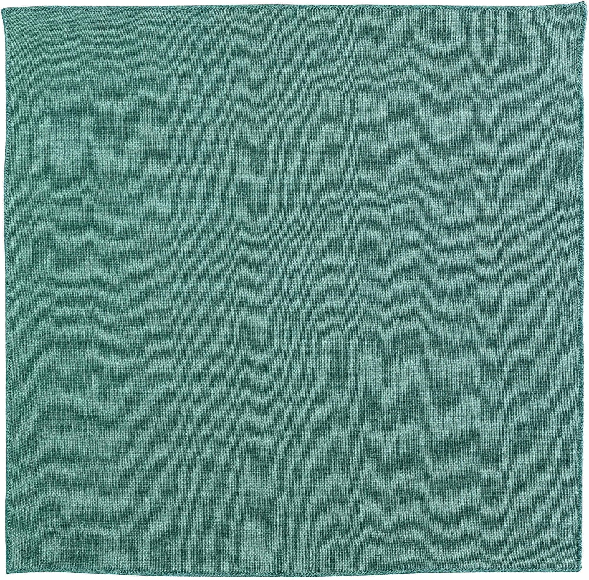 tovagliolo riciclato yuna pavone, colore pavone, taglia 50 x 50. tovagliolo piegato con cura su sfondo neutro, dettaglio tessuto e cuciture