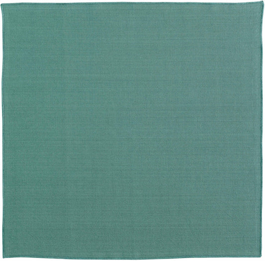 tovagliolo riciclato yuna pavone, colore pavone, taglia 50 x 50. tovagliolo piegato con cura su sfondo neutro, dettaglio tessuto e cuciture