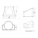 giunto orizzontale da tondo a rettangolare per cappe bvgqt229, elemento per impianto di aspirazione cucina