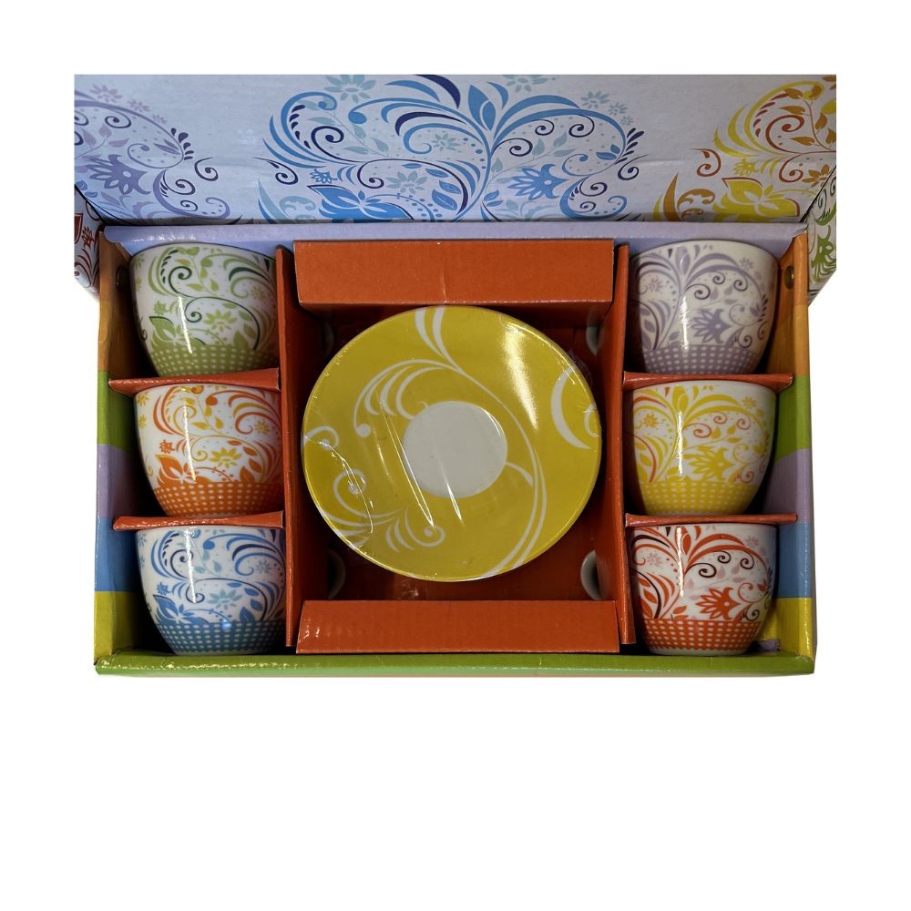 set 6 tazzine da caffè con piattini in ceramica, accessori utili per cucinare ogni giorno